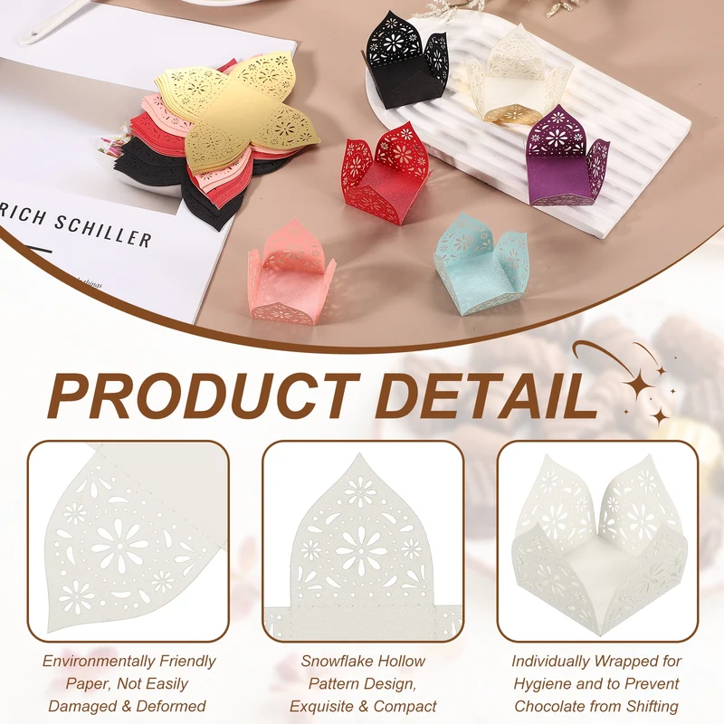 30Pcs 1.4x1.4" Snowflake Truffle Wrapper Cupcake Liners for Decor, White
