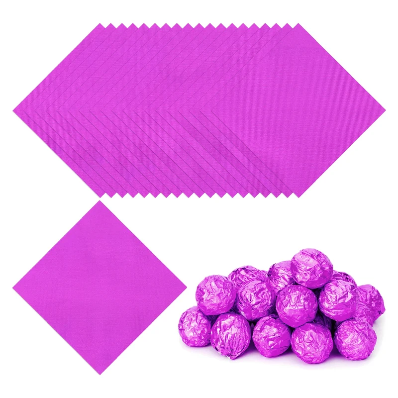 Foil Candy Wrappers 5x5 Inch, 100 Pcs Light Purple Fine Grid Paper for Candy