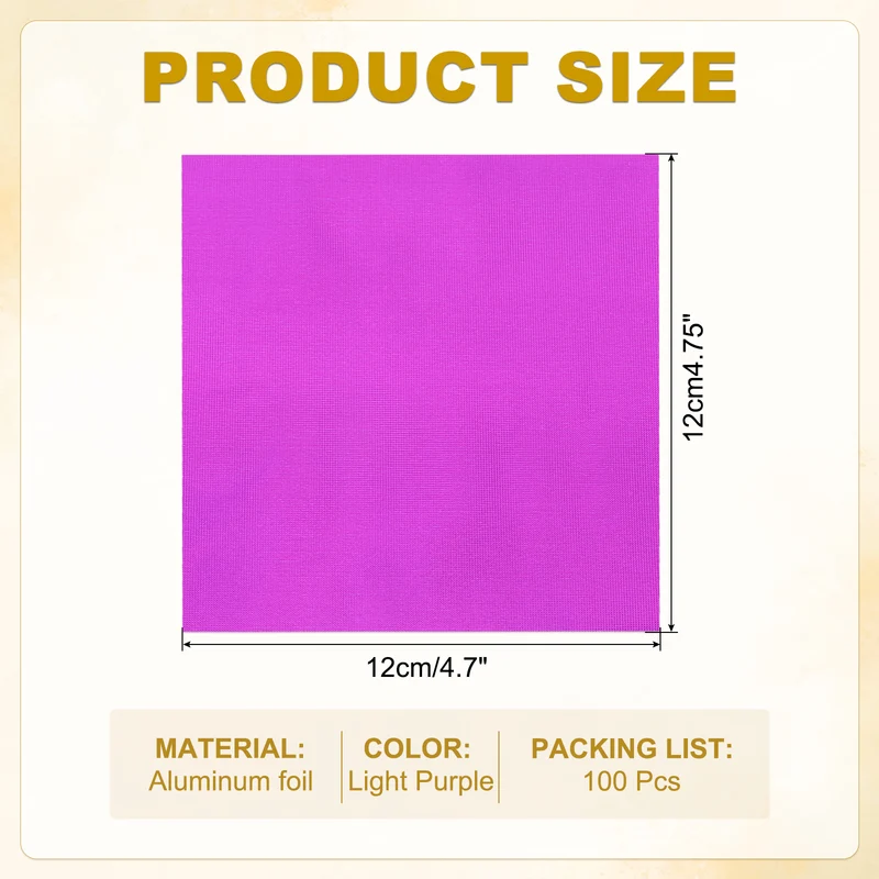 Foil Candy Wrappers 5x5 Inch, 100 Pcs Light Purple Fine Grid Paper for Candy