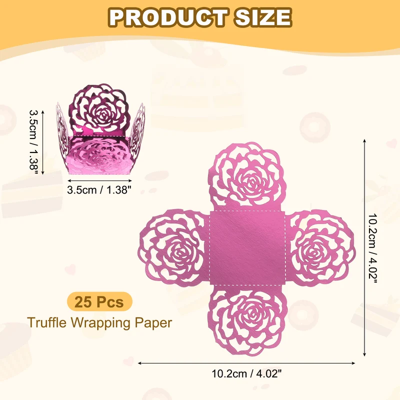25PCS 4 Inch Truffle Wrappers for Wedding Birthday, Pink