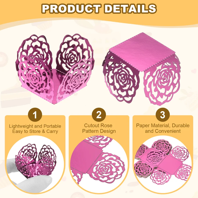 25PCS 4 Inch Truffle Wrappers for Wedding Birthday, Pink