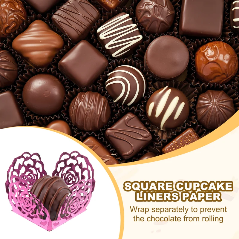 25PCS 4 Inch Truffle Wrappers for Wedding Birthday, Pink