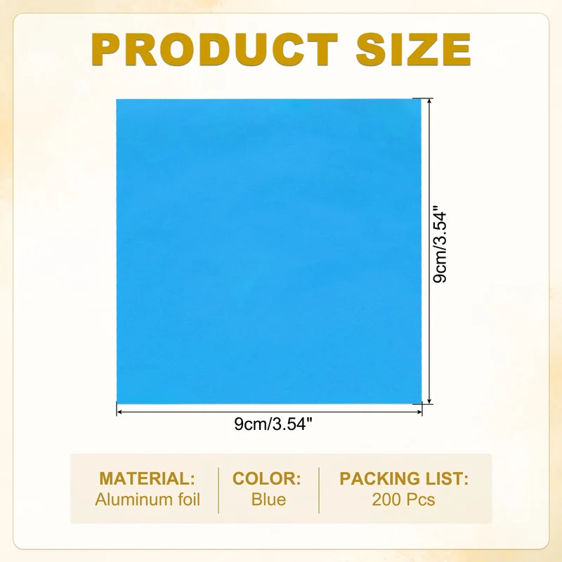 200 Pcs 4x4 Inch Foil Candy Wrappers Chocolate Wrapping Paper Blue