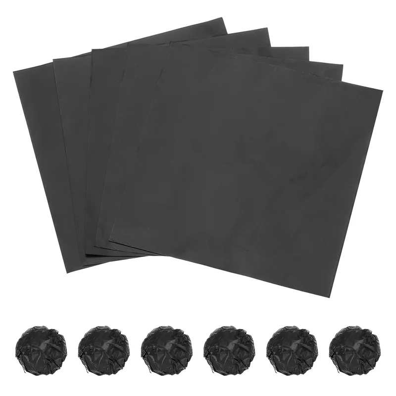 100 Pcs 3.5 x 3.5 Inch Square Aluminum Foil Candy Wrappers, Black