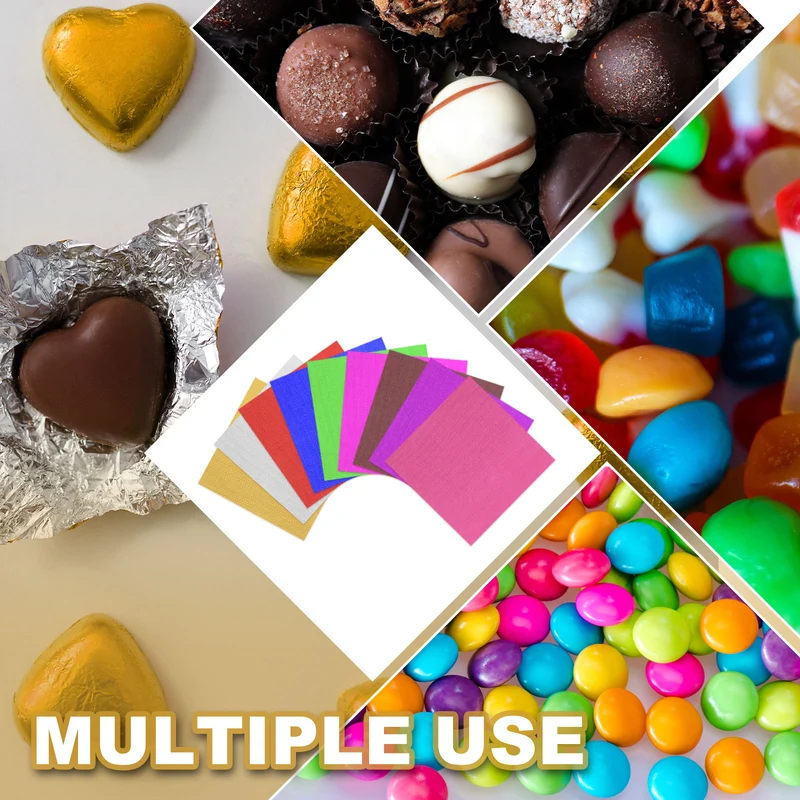 Foil Candy Wrappers 6x6 Inch, 100 Pcs Blue Glossy Paper for DIY Chocolate
