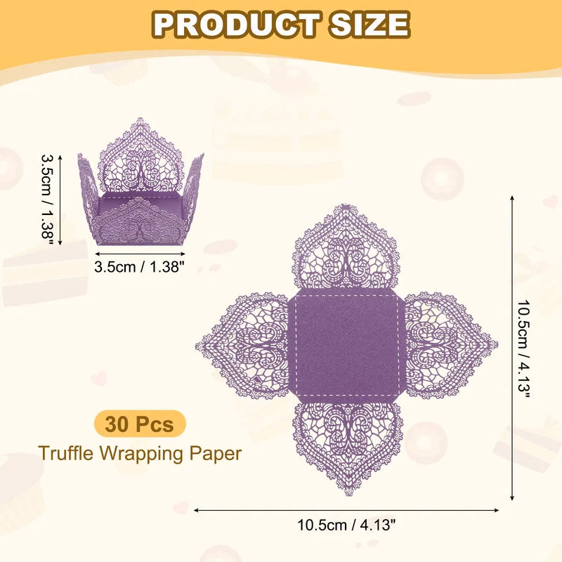 30PCS 4.1 Inch Truffle Wrappers for Wedding Birthday, Dark Purple