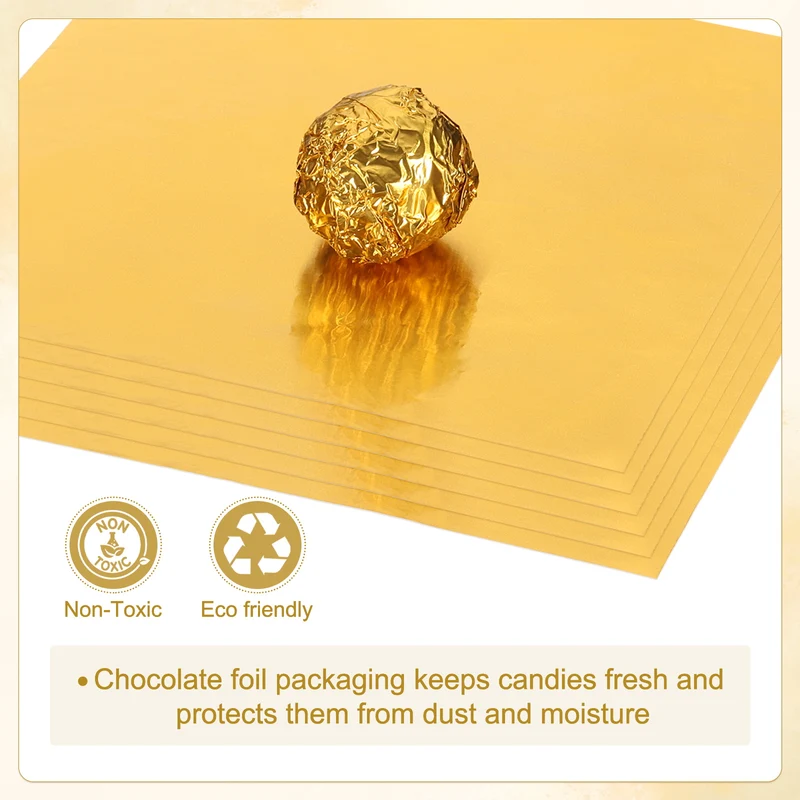 Foil Candy Wrappers 4x4 Inch, 100 Pcs Aluminium Foil Paper for DIY Chocolate