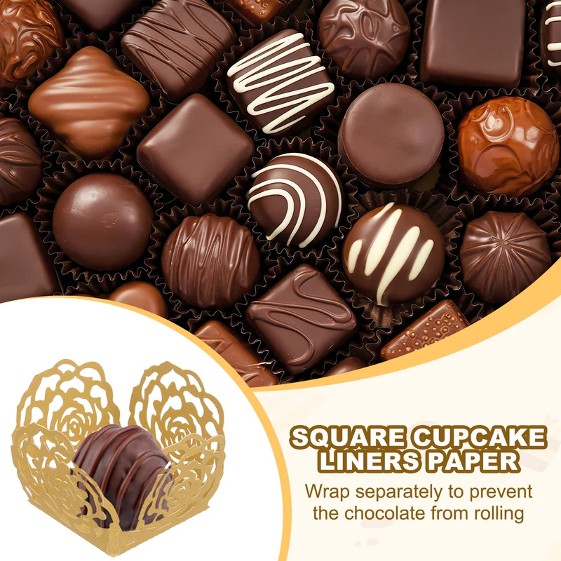 50PCS 4 Inch Truffle Wrappers for Wedding Birthday, Gold