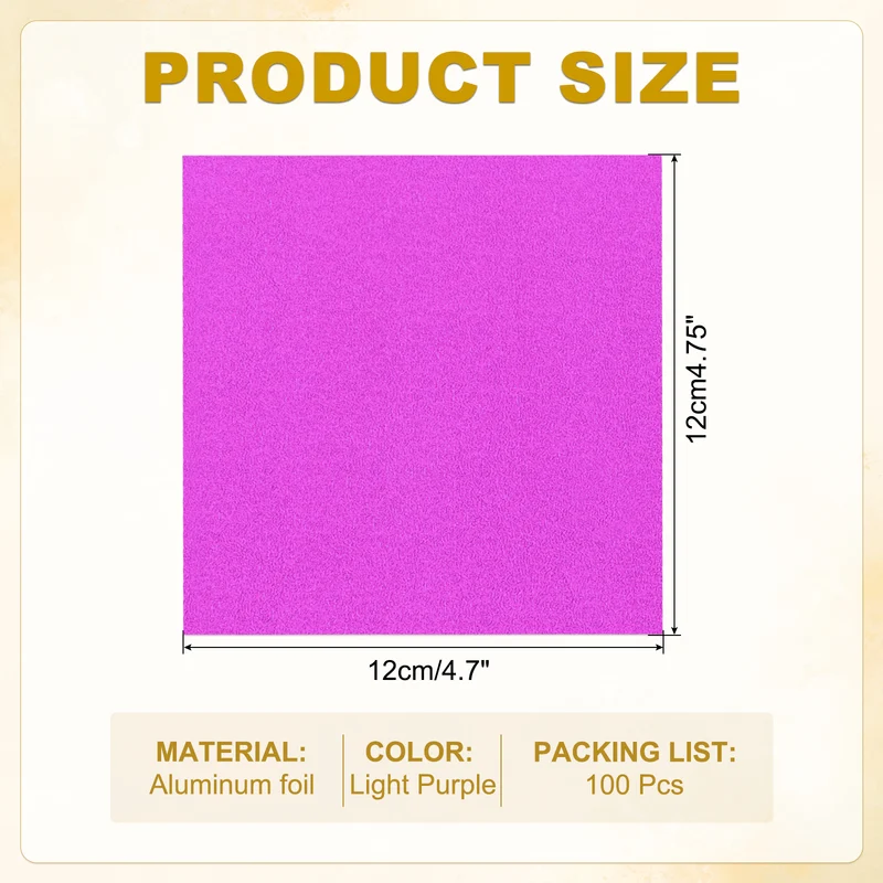 Foil Candy Wrappers 5x5 Inch, 100 Pcs Light Purple Orange Pattern Paper