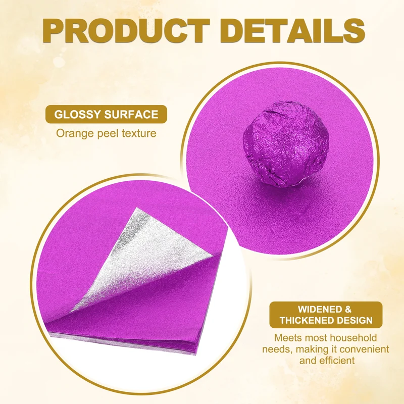 Foil Candy Wrappers 5x5 Inch, 100 Pcs Light Purple Orange Pattern Paper