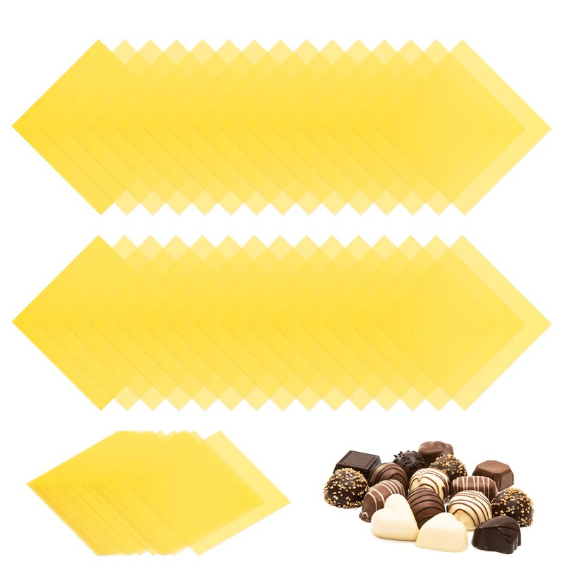 300Pcs Candy Wrappers 4 x 4 Inch Chocolate Wrap Paper for Lollipop Yellow