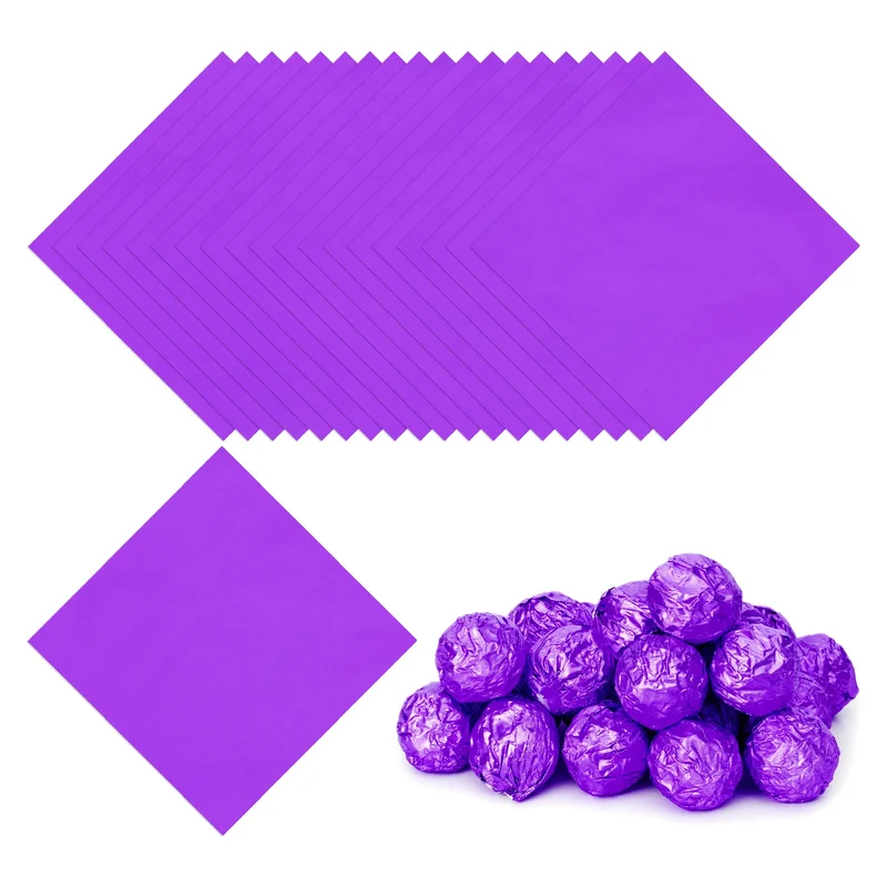 200 Pcs 3x3 Inch Foil Candy Wrappers Chocolate Wrapping Paper Purple