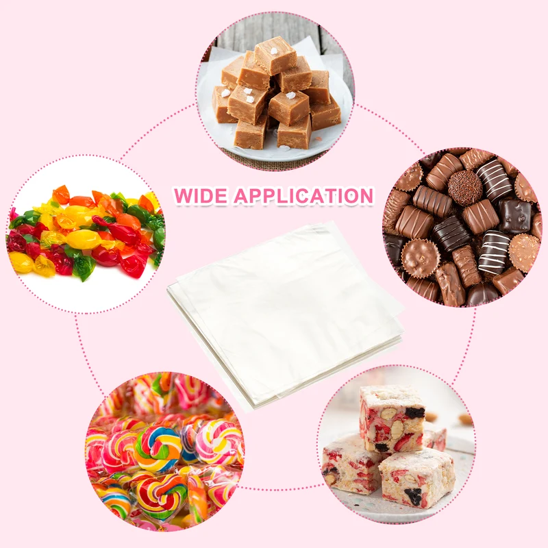 300 Pcs Candy Wrappers 5 x 5 Inch Chocolate Wrap Paper for Lollipop, Transparent