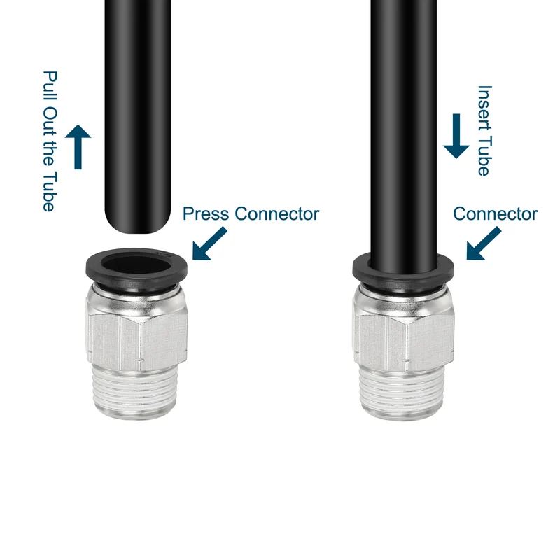 2 Pcs 1/2 Inch OD Tube to 3/8 Inch NPT Male Thread Push to Connect Air Fittings