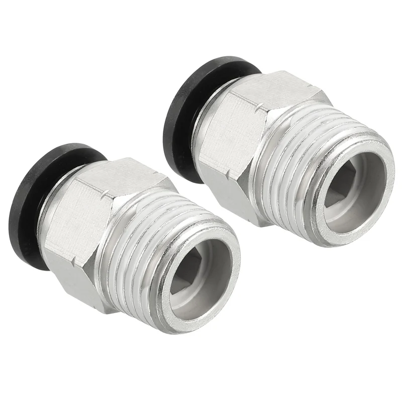 2 Pcs 3/8 Inch OD Tube to 3/8 Inch NPT Male Thread Push to Connect Air Fittings