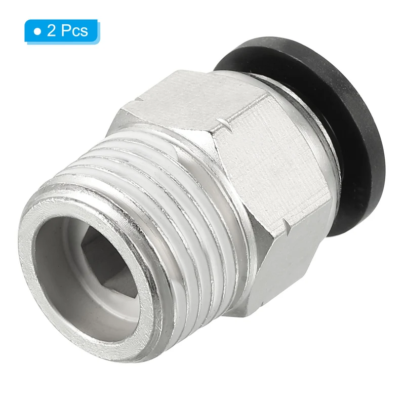 2 Pcs 3/8 Inch OD Tube to 3/8 Inch NPT Male Thread Push to Connect Air Fittings