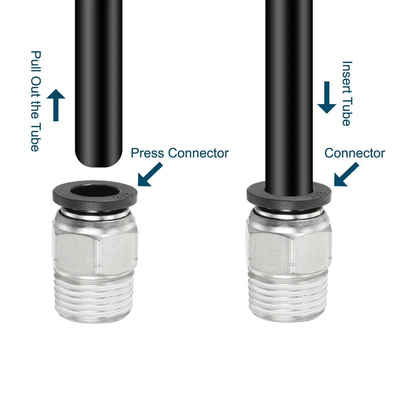 2 Pcs 3/8 Inch OD Tube to 3/8 Inch NPT Male Thread Push to Connect Air Fittings