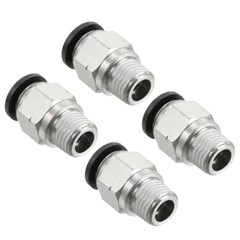 4 Pcs 3/8 Inch OD Tube to 1/4 Inch NPT Male Thread Push to Connect Air Fittings