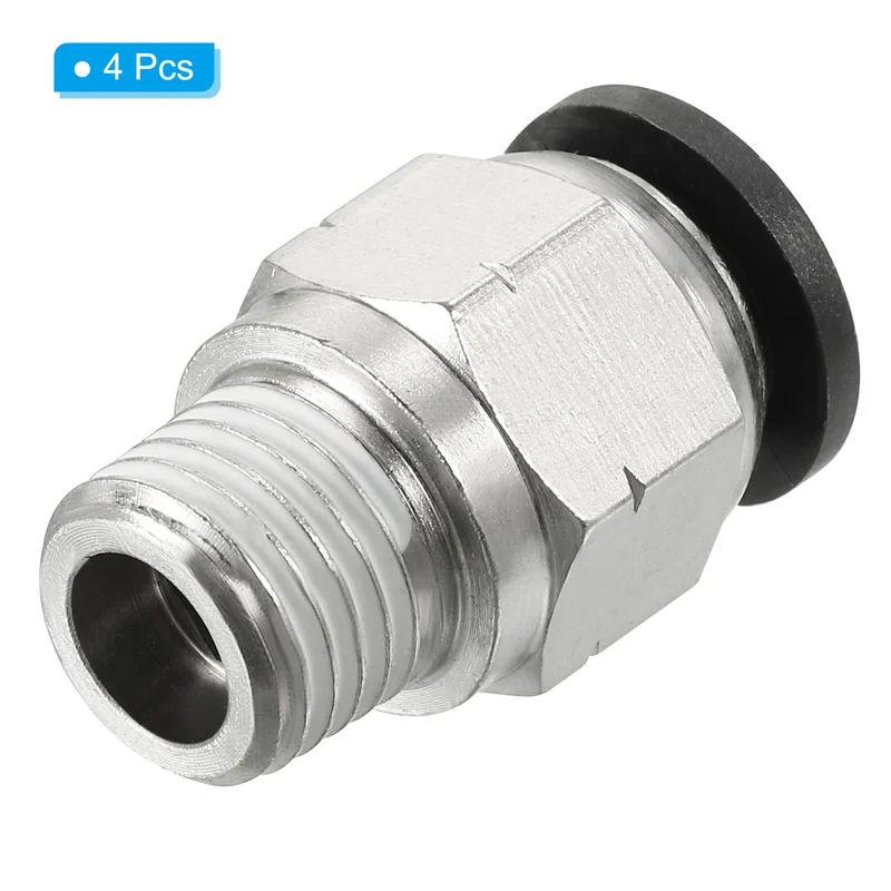 4 Pcs 3/8 Inch OD Tube to 1/4 Inch NPT Male Thread Push to Connect Air Fittings