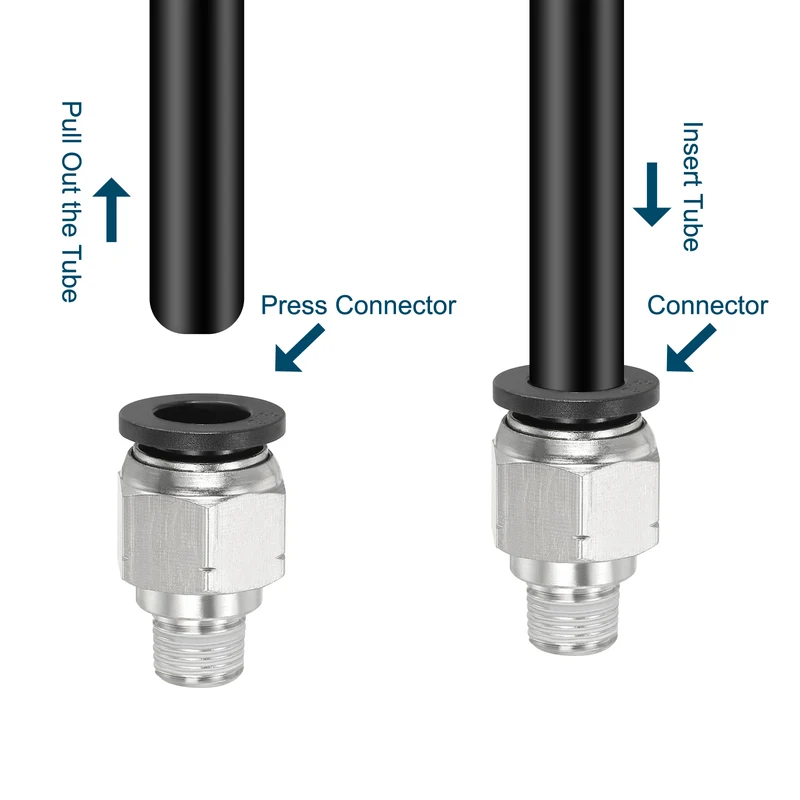 4 Pcs 3/8 Inch OD Tube to 1/4 Inch NPT Male Thread Push to Connect Air Fittings