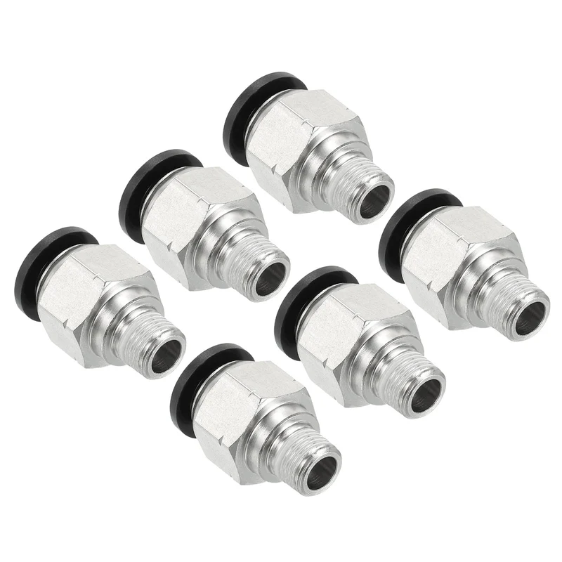 6 Pcs 3/8 Inch OD Tube to 1/8 Inch NPT Male Thread Push to Connect Air Fittings