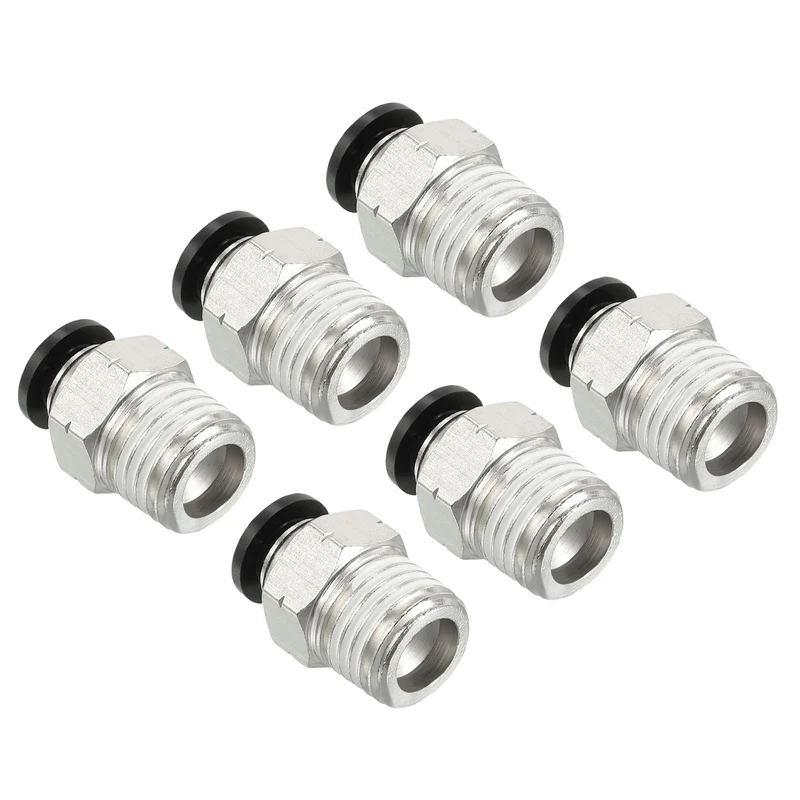 6 Pcs 1/4 Inch OD Tube to 1/4 Inch NPT Male Thread Push to Connect Air Fittings