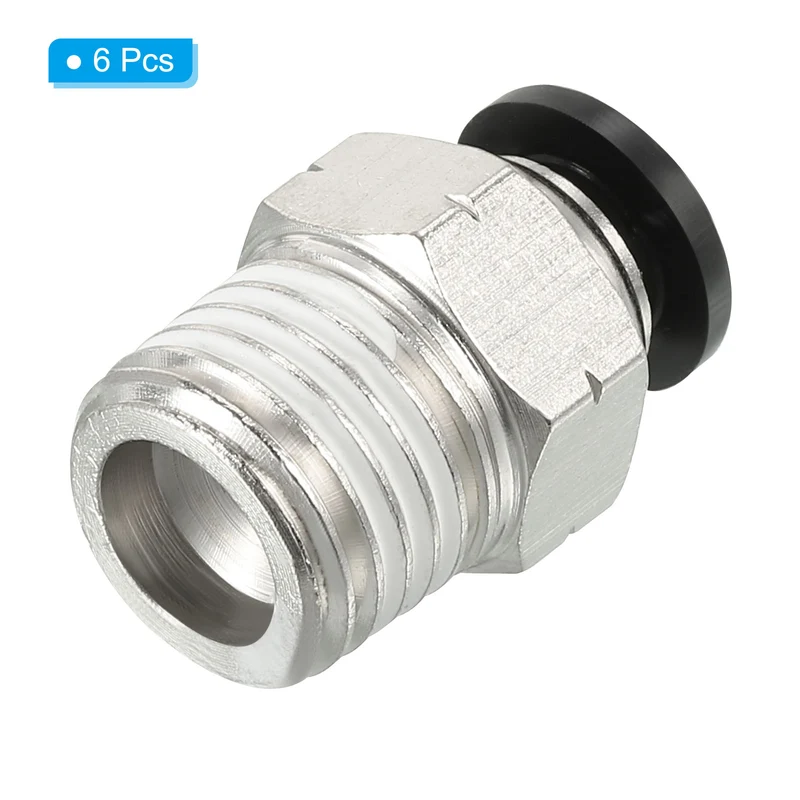 6 Pcs 1/4 Inch OD Tube to 1/4 Inch NPT Male Thread Push to Connect Air Fittings