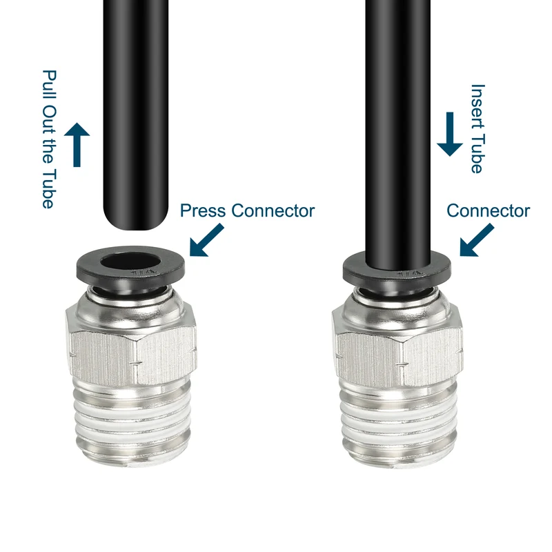 6 Pcs 1/4 Inch OD Tube to 1/4 Inch NPT Male Thread Push to Connect Air Fittings
