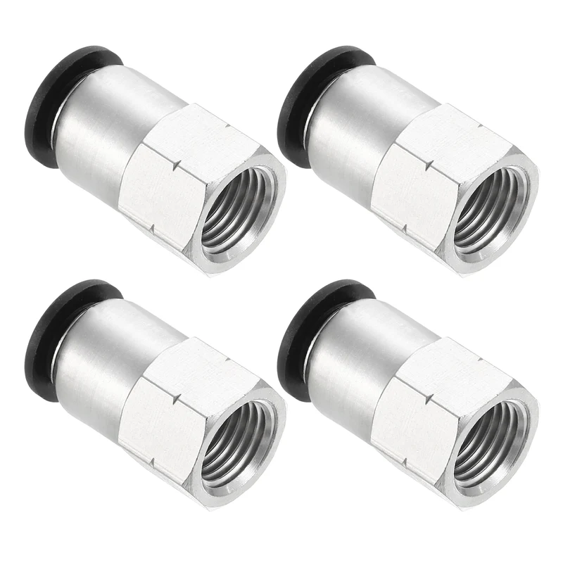 4 Pcs 10mm OD Tube to 1/4 Inch NPT Female Thread Push to Connect Fittings