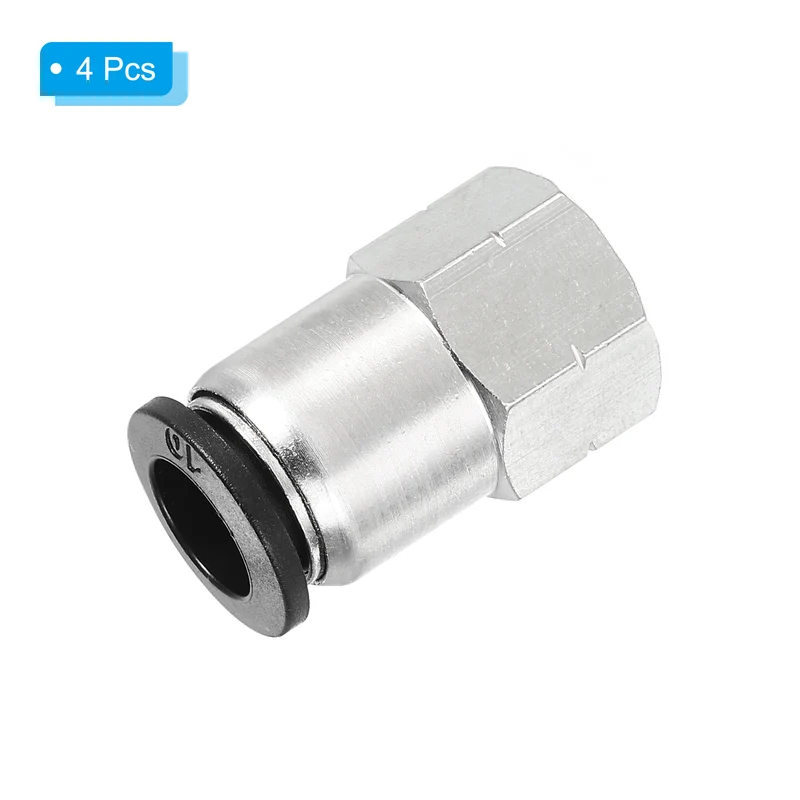 4 Pcs 10mm OD Tube to 1/4 Inch NPT Female Thread Push to Connect Fittings