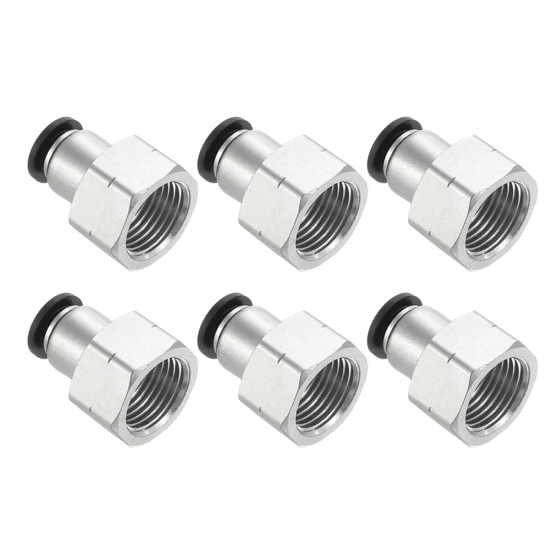 6 Pcs 8mm OD Tube to 3/8 Inch NPT Female Thread Push to Connect Fittings