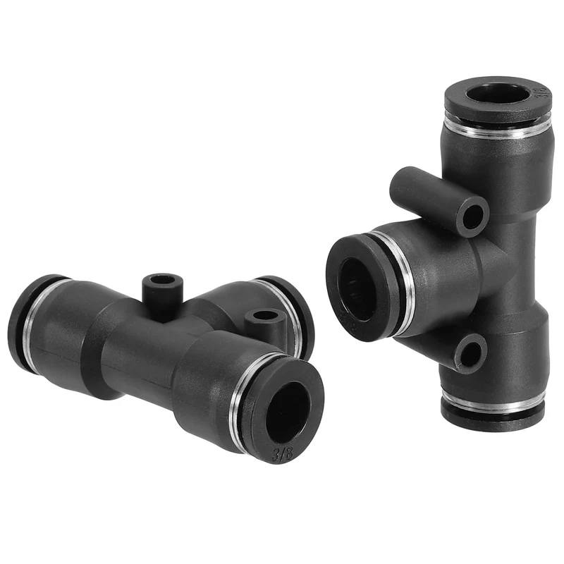 2Pcs 3/8 Inch OD Tee Plastic Push to Connect Fittings 3 Ways Tube Connect Fit