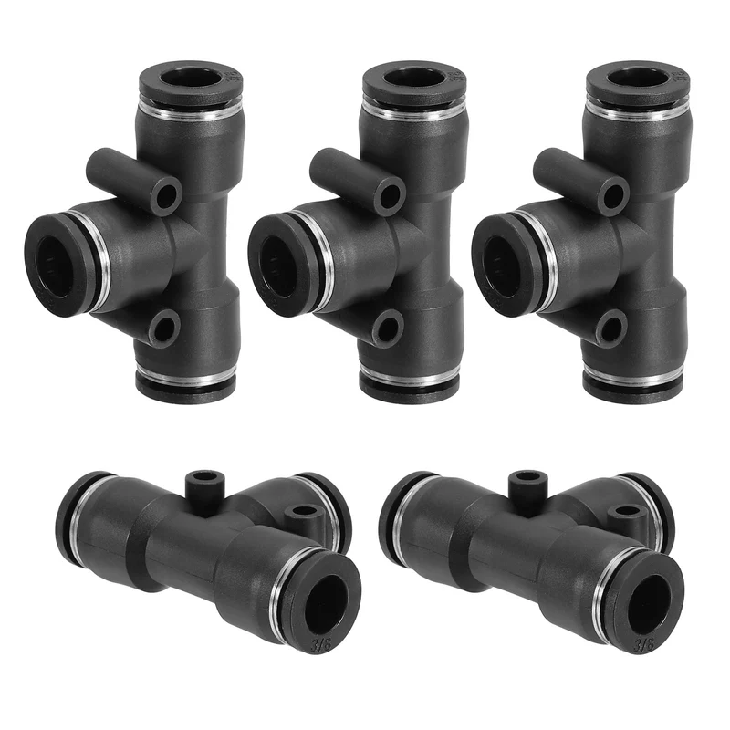 5Pcs 3/8 Inch OD Tee Plastic Push to Connect Fittings 3 Ways Tube Connect Fit