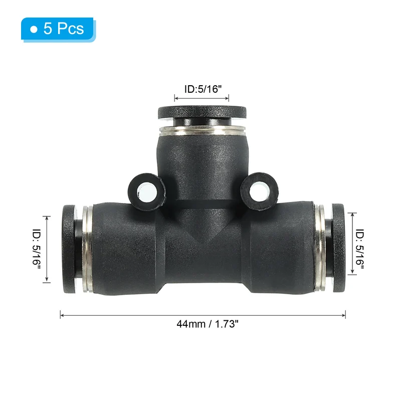 5Pcs 5/16 Inch OD Tee Plastic Push to Connect Fittings 3 Ways Tube Connect Fit