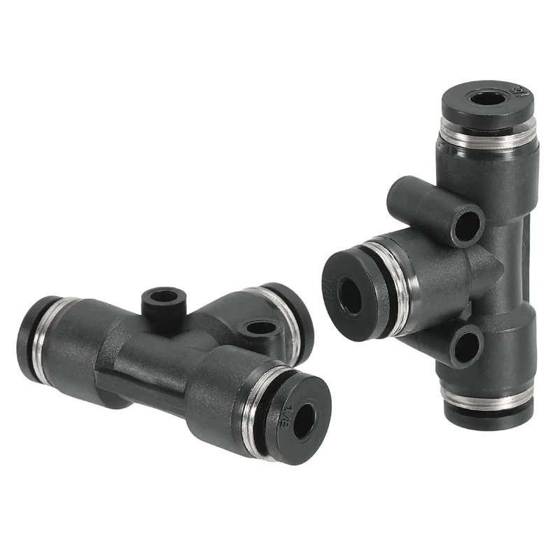 2Pcs 1/8 Inch OD Tee Plastic Push to Connect Fittings 3 Ways Tube Connect Fit