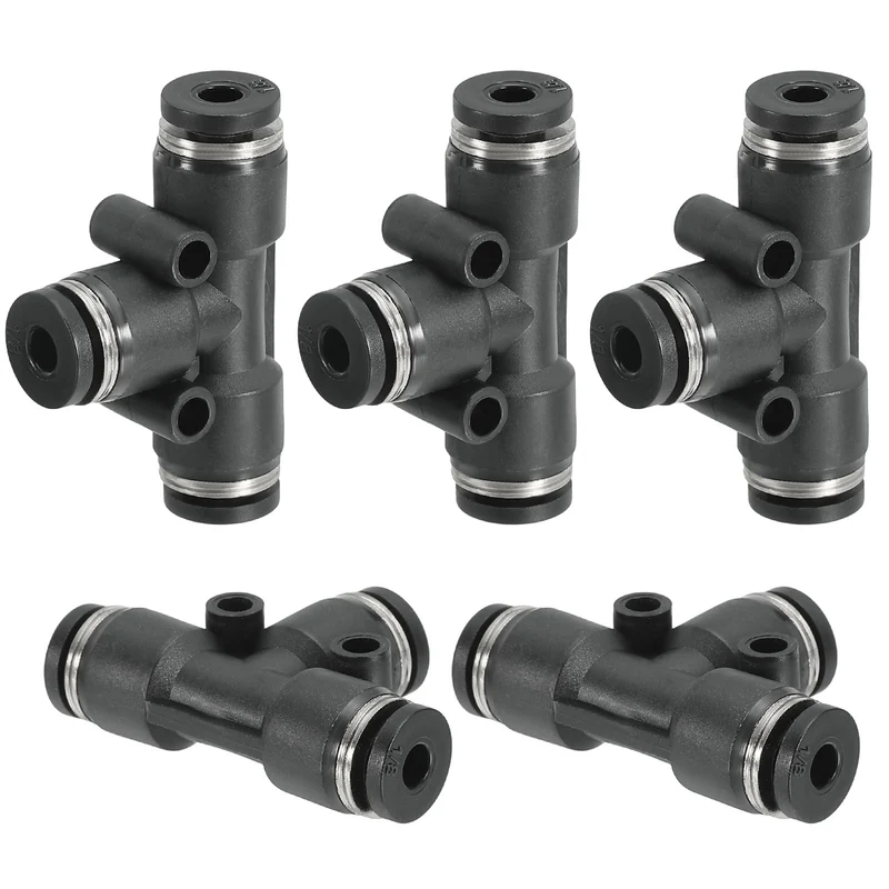 5Pcs 1/8 Inch OD Tee Plastic Push to Connect Fittings 3 Ways Tube Connect Fit