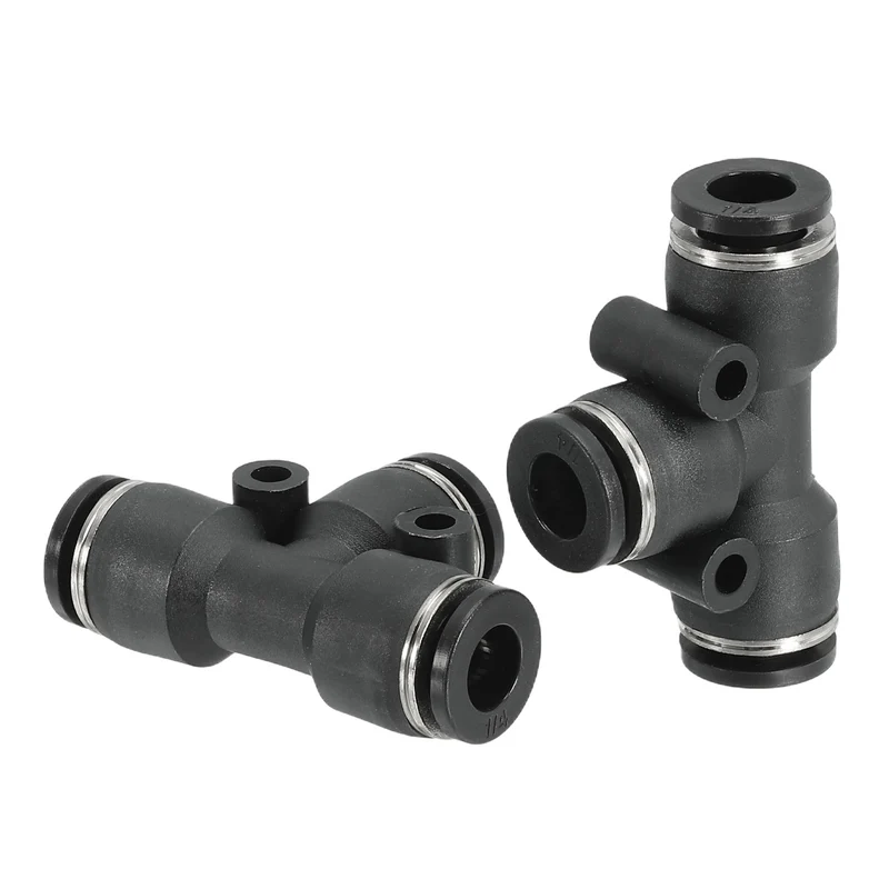 2Pcs 1/4 Inch OD Tee Plastic Push to Connect Fittings 3 Ways Tube Connect Fit