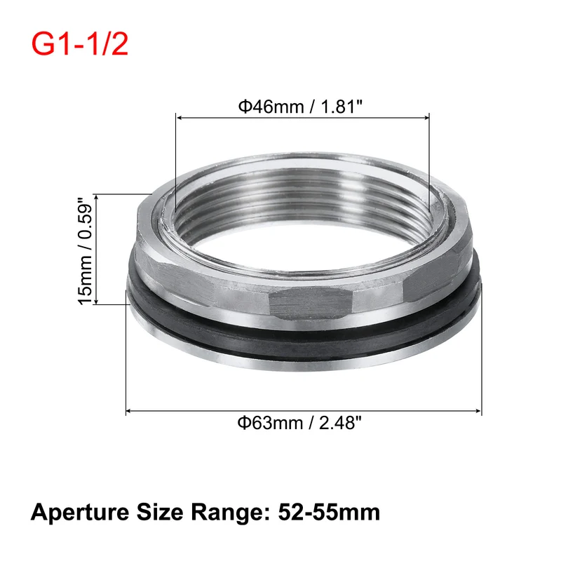 2Pcs Bulkhead Fitting 1-1/2" Female 304 Stainless Steel Water Tank Connector