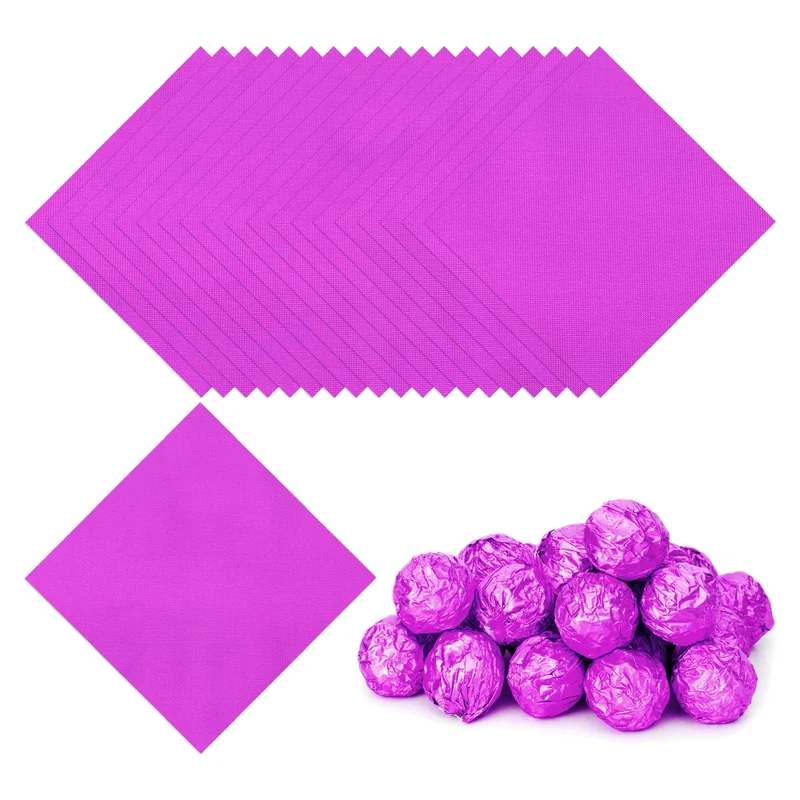 100 Pcs 4x4 Inch Foil Candy Wrappers Chocolate Wrapping Paper Light Rose Red