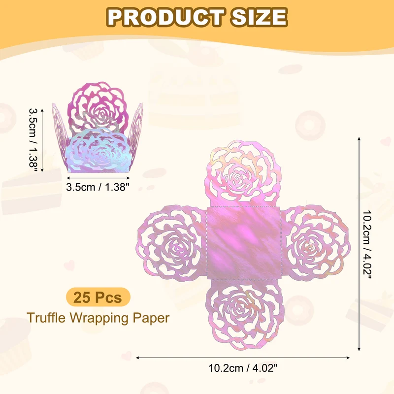 25PCS 4 Inch Truffle Wrappers for Wedding Birthday, Light Purple