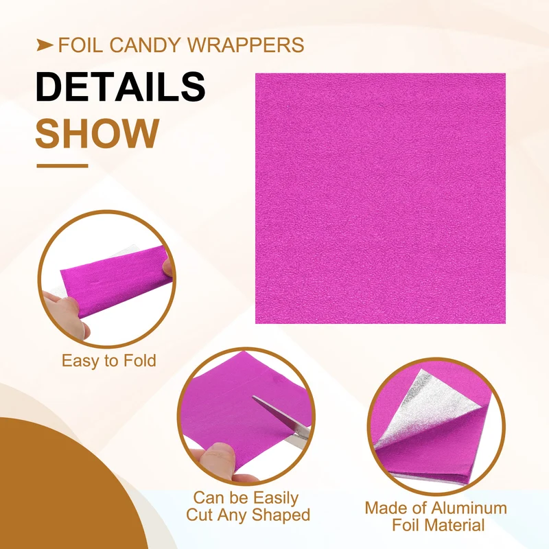 Foil Candy Wrappers 3x3 Inch, 100 Pcs Light Purple Orange Pattern Paper