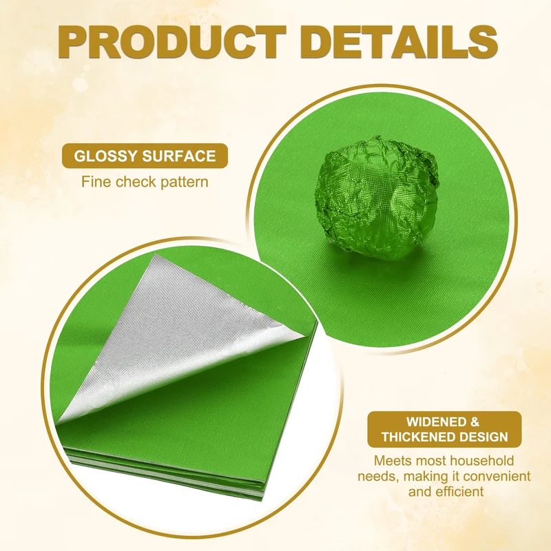 200 Pcs 3x3 Inch Foil Candy Wrappers Chocolate Wrapping Paper Light Green