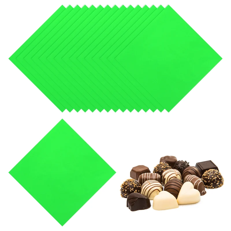 200 Pcs Candy Foil Wrappers, 7.87 x 7.87" Chocolate Wrappers, Green