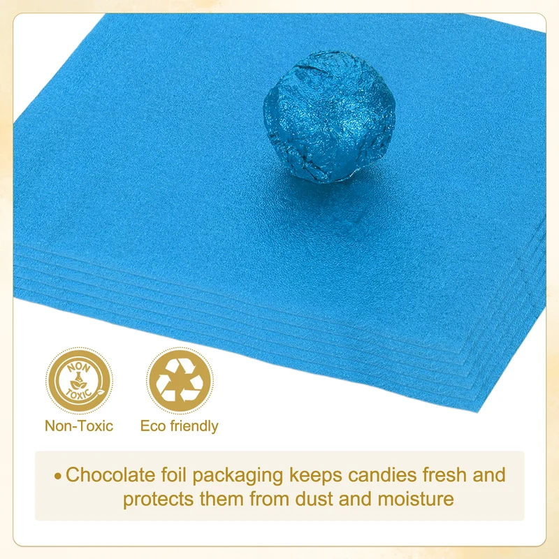Foil Candy Wrappers 4x4 Inch, 100 Pcs Blue Orange Pattern Paper for Candy