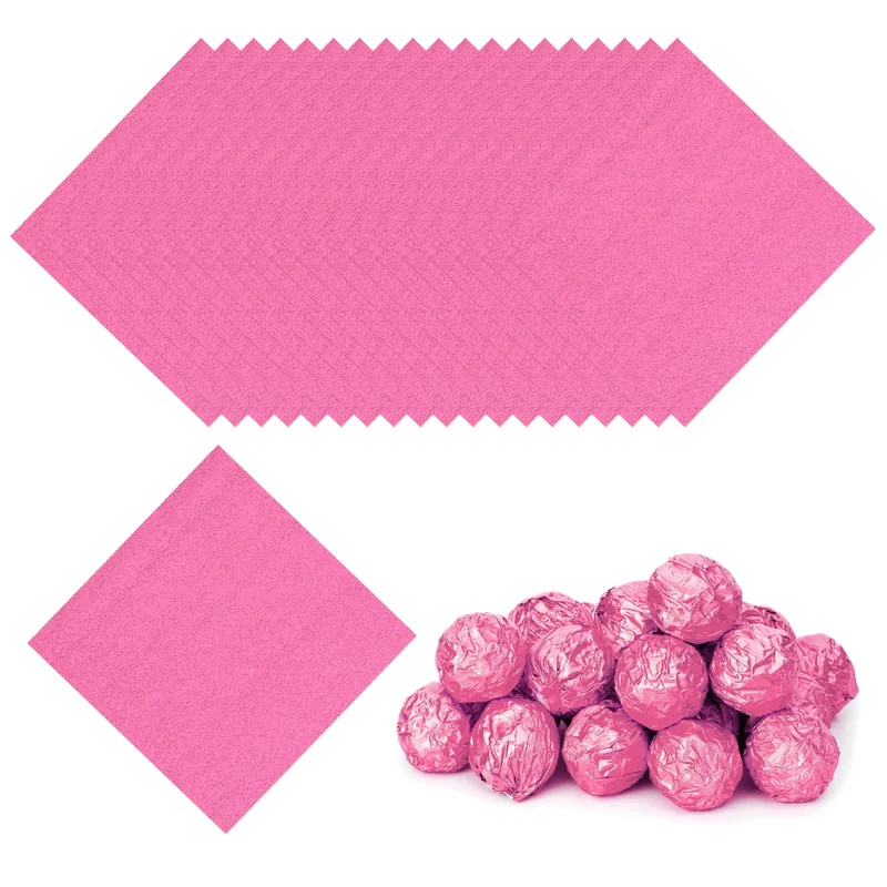 200 Pcs 4x4 Inch Foil Candy Wrappers Chocolate Wrapping Paper Dark Pink