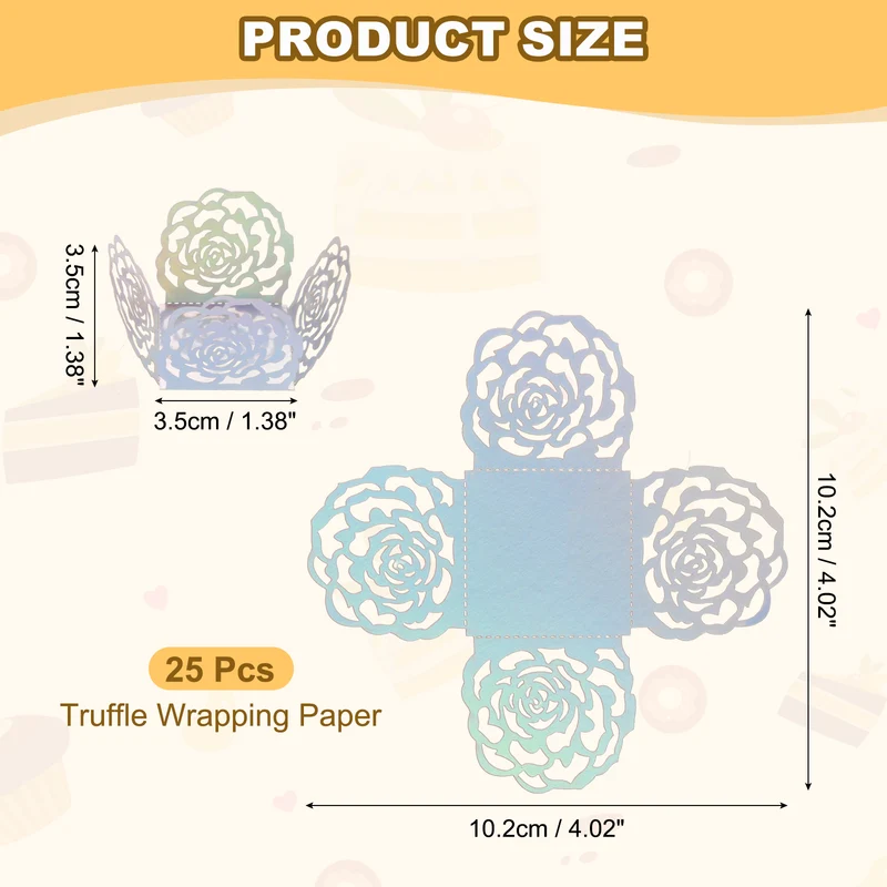 25PCS 4 Inch Truffle Wrappers for Wedding Birthday, Iridescent Color