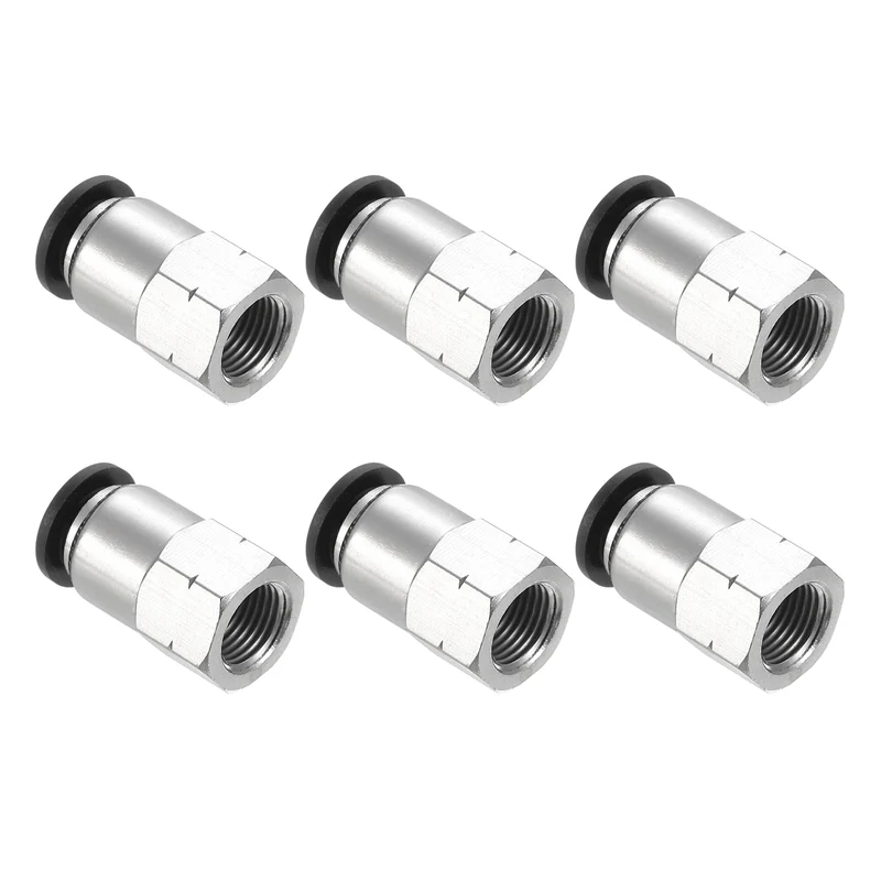 6 Pcs 8mm OD Tube to 1/8 Inch NPT Female Thread Push to Connect Fittings