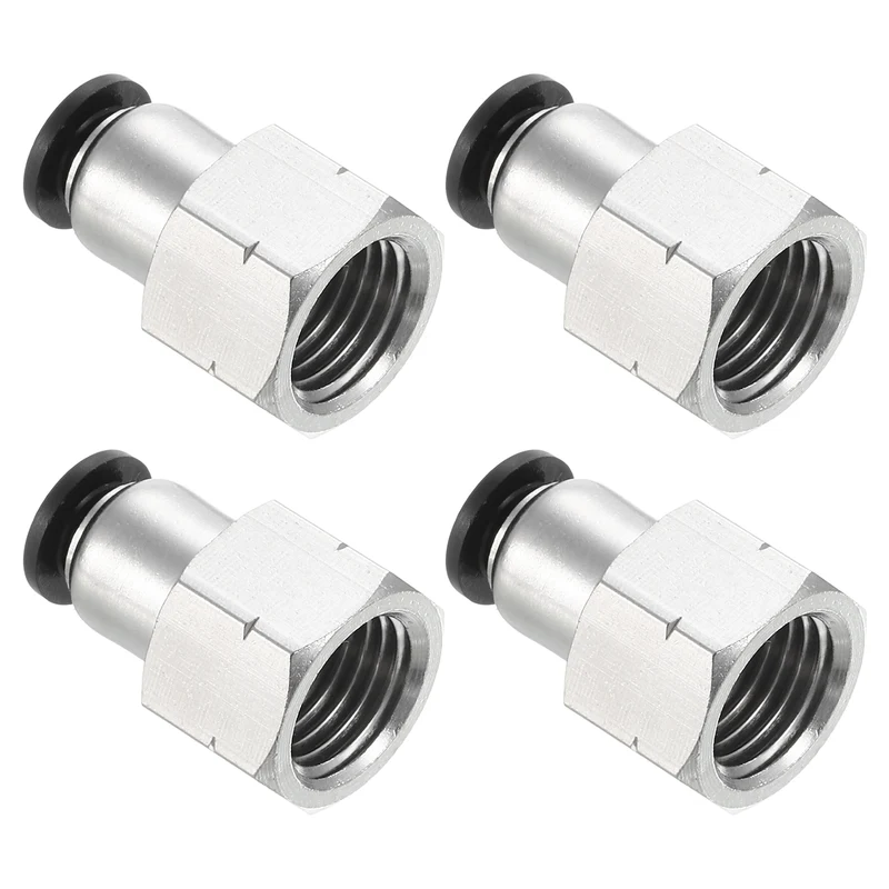 4 Pcs 6mm OD Tube to 1/4 Inch NPT Female Thread Push to Connect Fittings