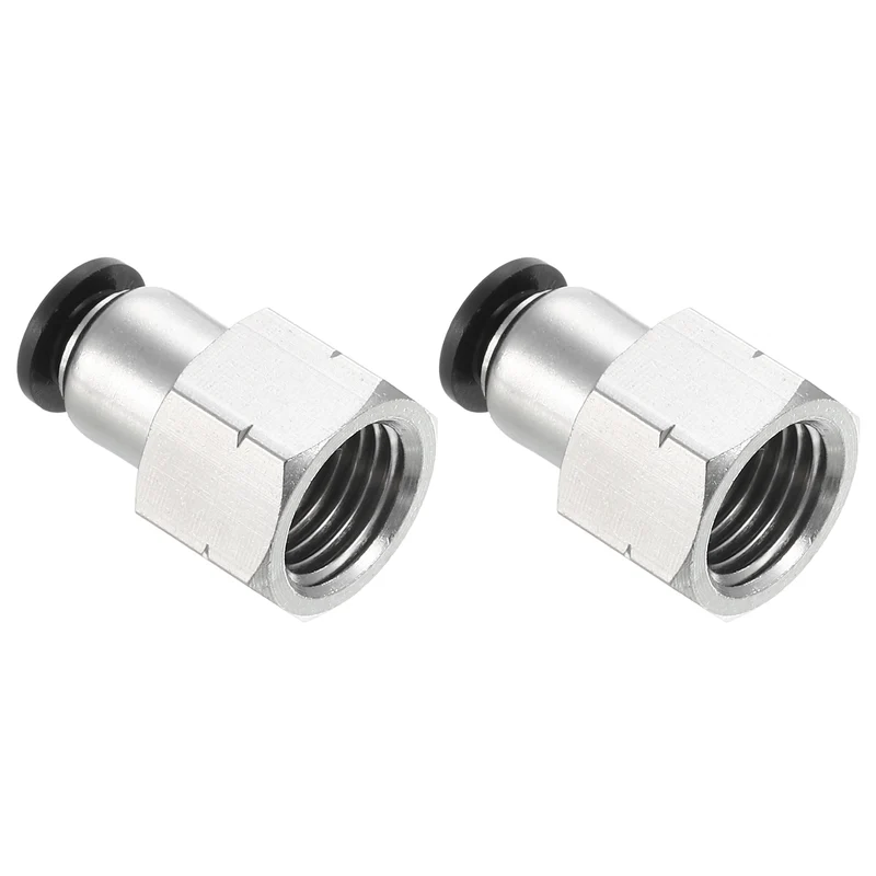 2 Pcs 6mm OD Tube to 1/4 Inch NPT Female Thread Push to Connect Fittings