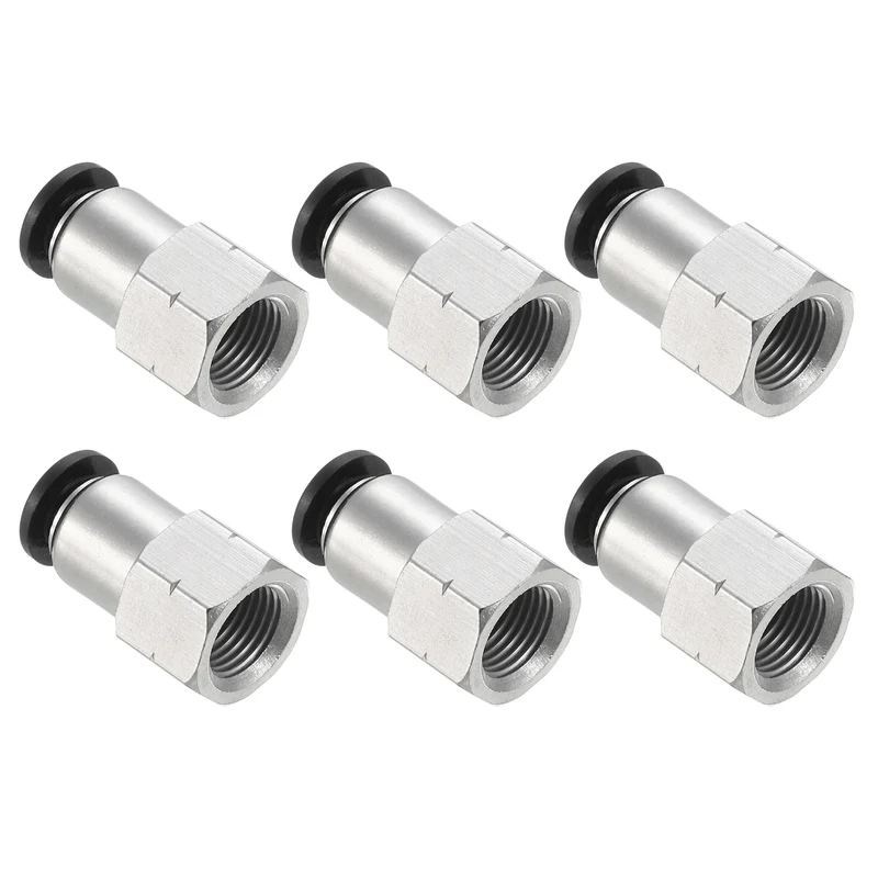 6 Pcs 6mm OD Tube to 1/8 Inch NPT Female Thread Push to Connect Fittings